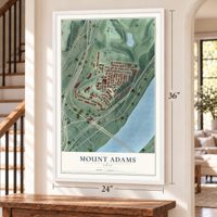 Mount Adams, Ohio map, 24 x 36 inch print in a white frame by a staircase