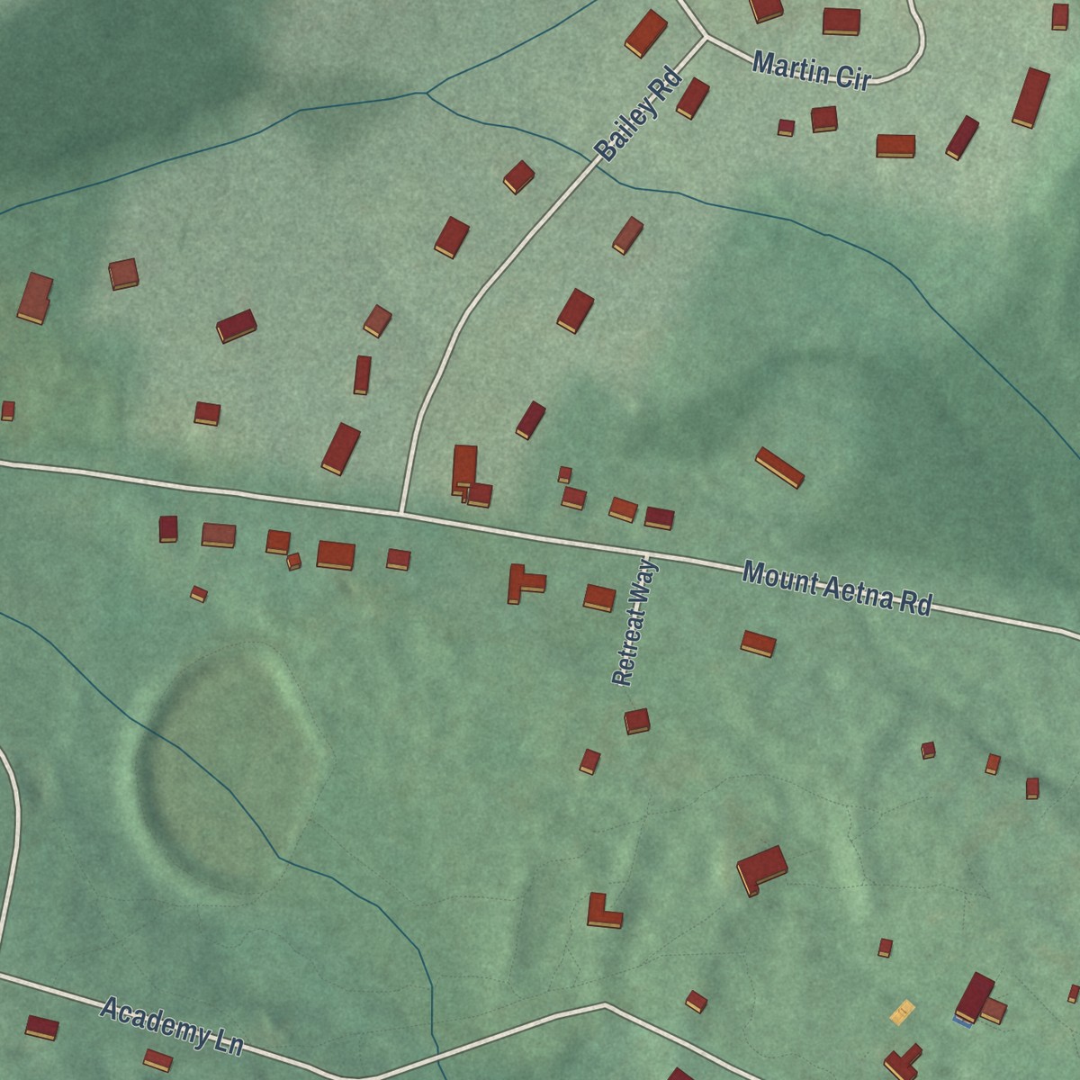 Second close-up of the map of Mount Aetna, Maryland print showing more streets and buildings