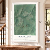 Mount Aetna, Maryland map, 24 x 36 inch print in a white frame by a staircase