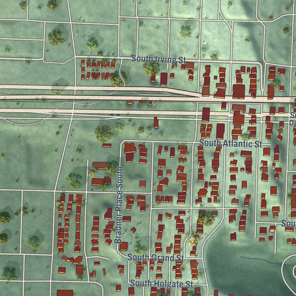 Second close-up of the map of Mount Baker, Washington print showing more streets and buildings