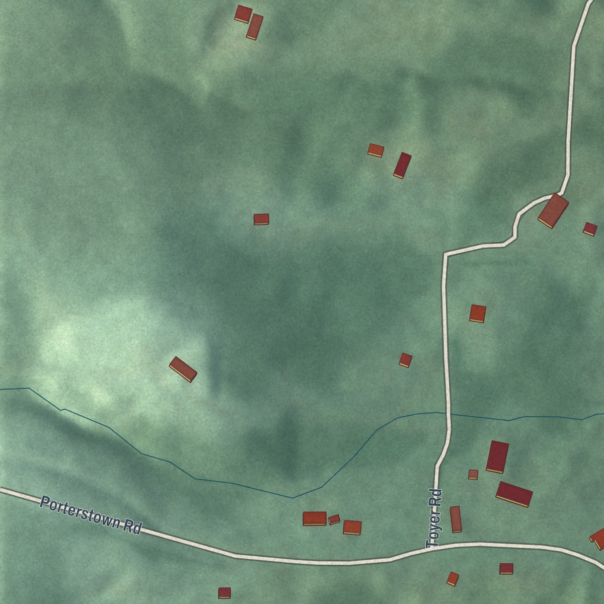 Second close-up of the map of Mount Briar, Maryland print showing more streets and buildings