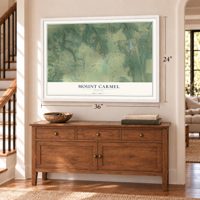 Mount Carmel, Florida map, 24 x 36 inch print in a white frame above a dresser by a staircase