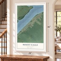 Mount Eagle, Pennsylvania map, 24 x 36 inch print in a white frame by a staircase