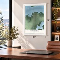 Mount Etna, Indiana map, 18 x 24 inch print in a white frame in a home office