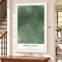 Mount Haley, Michigan map, 24 x 36 inch print in a white frame by a staircase