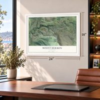Mount Hermon, California map, 18 x 24 inch print in a white frame in a home office