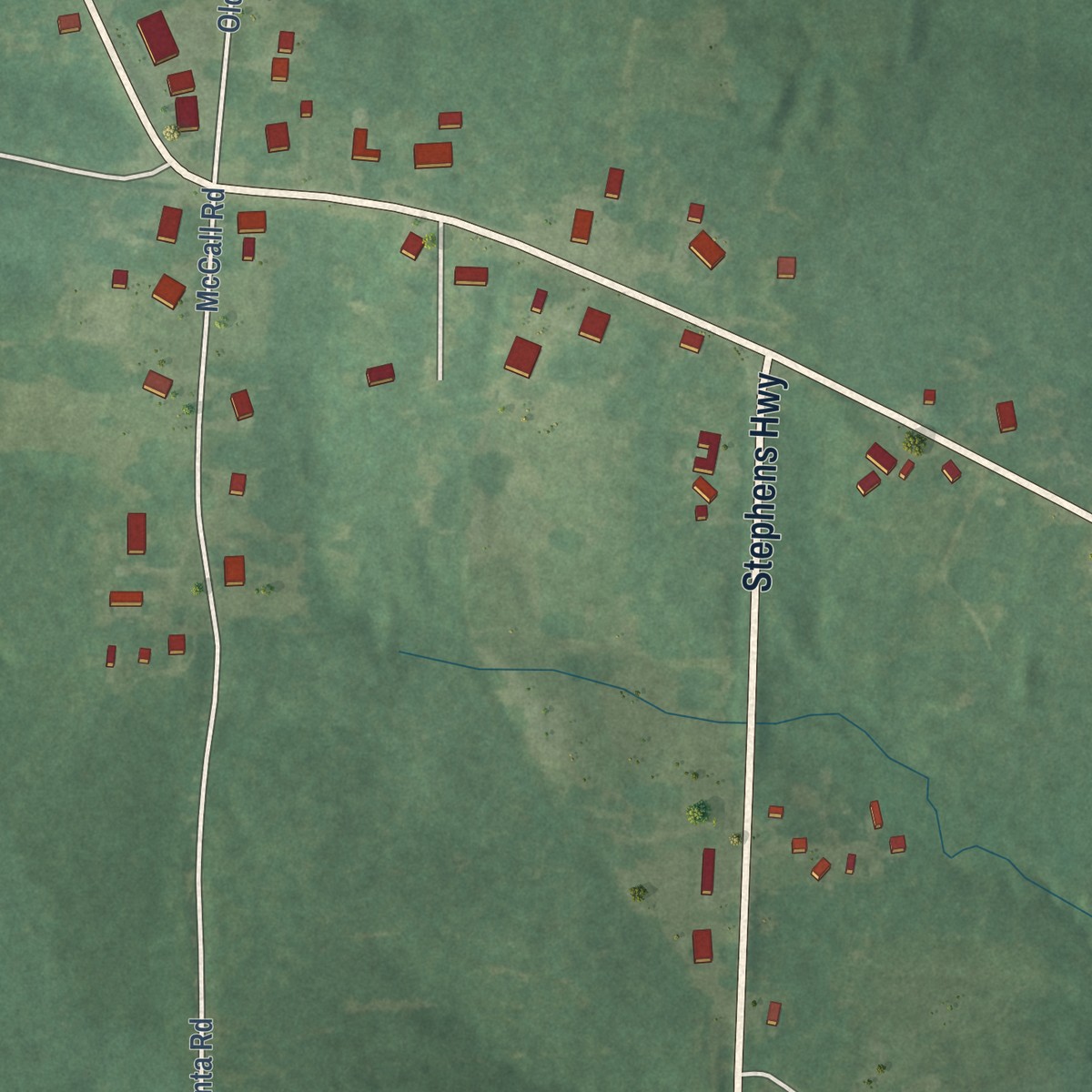Second close-up of the map of Mount Holly, Arkansas print showing more streets and buildings