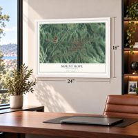 Mount Hope, West Virginia map, 18 x 24 inch print in a white frame in a home office