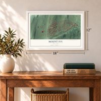 Mount Ivy, New York map, 12 x 18 inch print in a white frame in an entryway