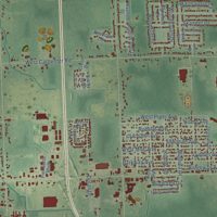 Second close-up of the map of Mount Morris, Genesee County, Michigan print showing more streets and buildings