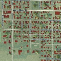 Second close-up of the map of Mount Olive, Illinois print showing more streets and buildings
