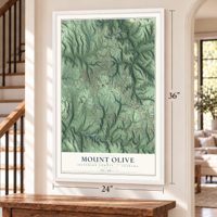 Mount Olive, Jefferson County, Alabama map, 24 x 36 inch print in a white frame by a staircase