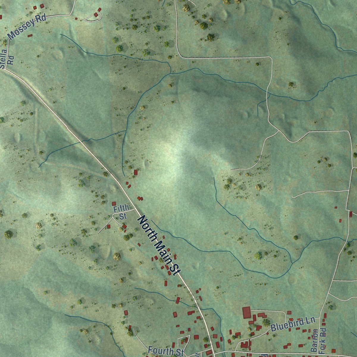 Second close-up of the map of Mount Pleasant, Arkansas print showing more streets and buildings