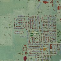 Second close-up of the map of Mount Pleasant, Michigan print showing more streets and buildings