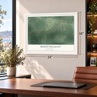 Mount Pleasant, Mississippi map, 18 x 24 inch print in a white frame in a home office