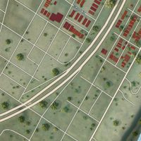 Second close-up of the map of Mount Pleasant, Missouri print showing more streets and buildings