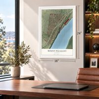 Mount Pleasant, Missouri map, 18 x 24 inch print in a white frame in a home office