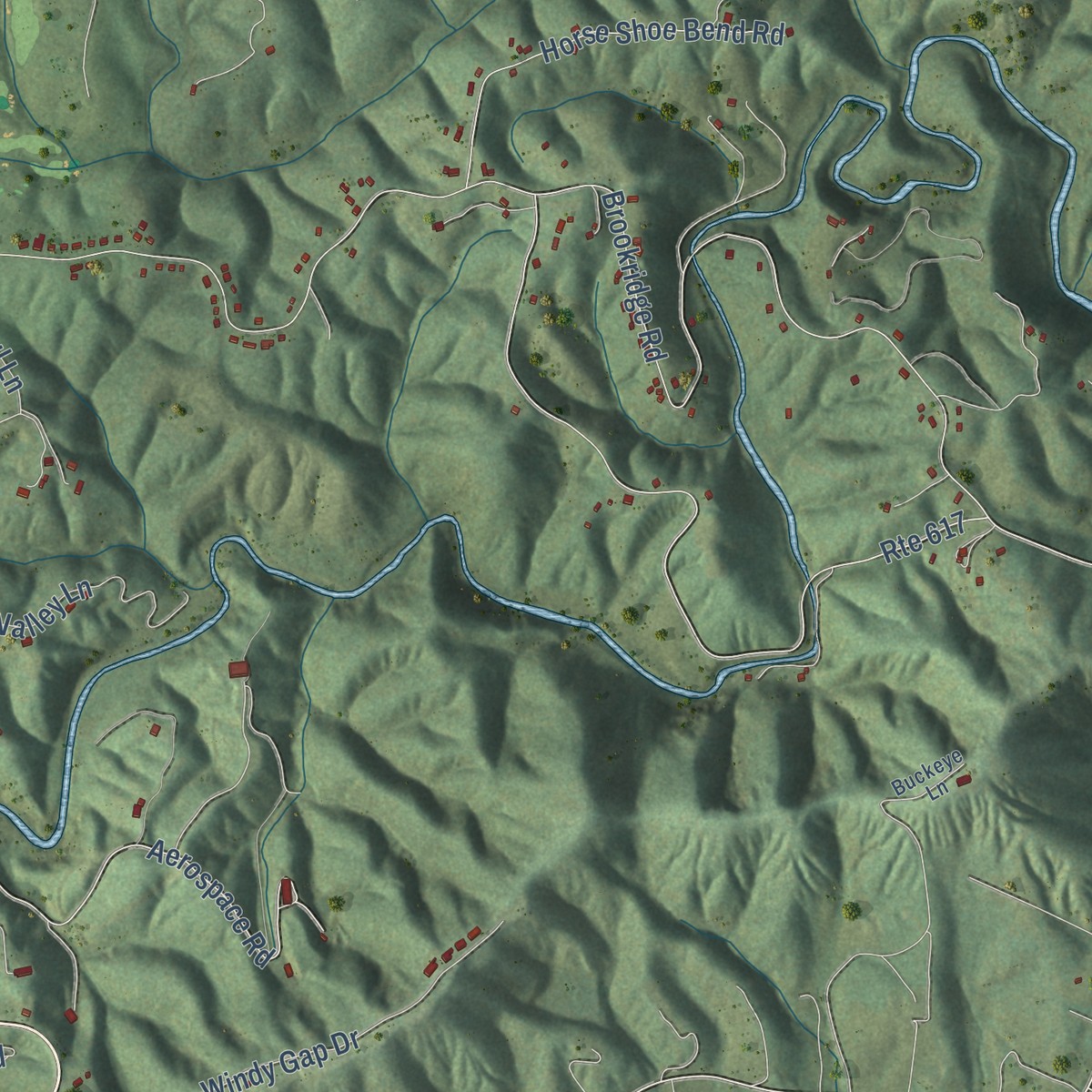Second close-up of the map of Mount Pleasant, Virginia print showing more streets and buildings