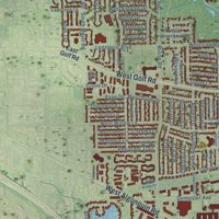 Second close-up of the map of Mount Prospect, Illinois print showing more streets and buildings