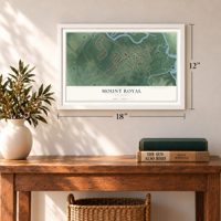 Mount Royal, New Jersey map, 12 x 18 inch print in a white frame in an entryway