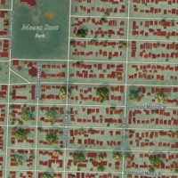 Second close-up of the map of Mount Scott-Arleta, Oregon print showing more streets and buildings