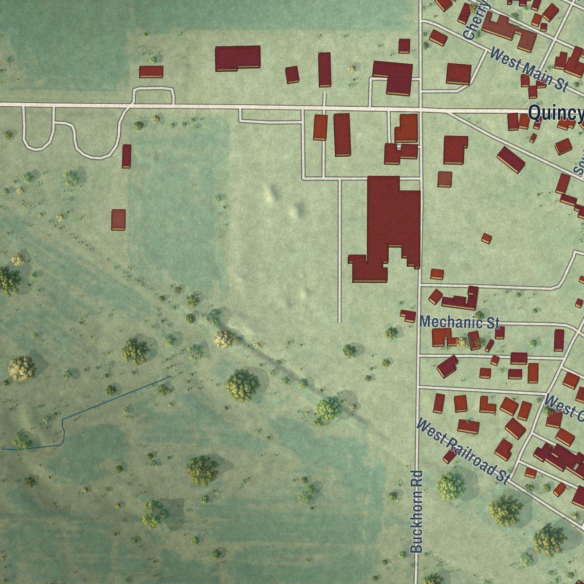 Second close-up of the map of Mount Sterling, Illinois print showing more streets and buildings