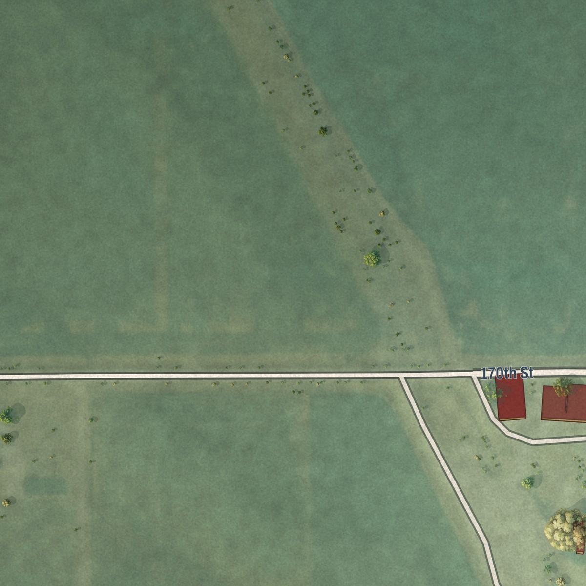 Second close-up of the map of Mount Union, Iowa print showing more streets and buildings