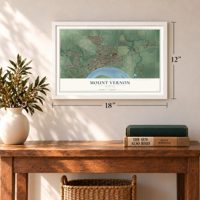 Mount Vernon, Indiana map, 12 x 18 inch print in a white frame in an entryway