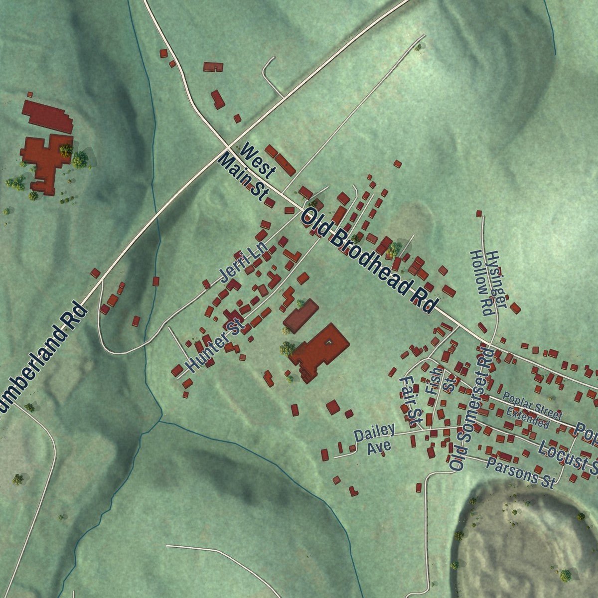 Second close-up of the map of Mount Vernon, Kentucky print showing more streets and buildings