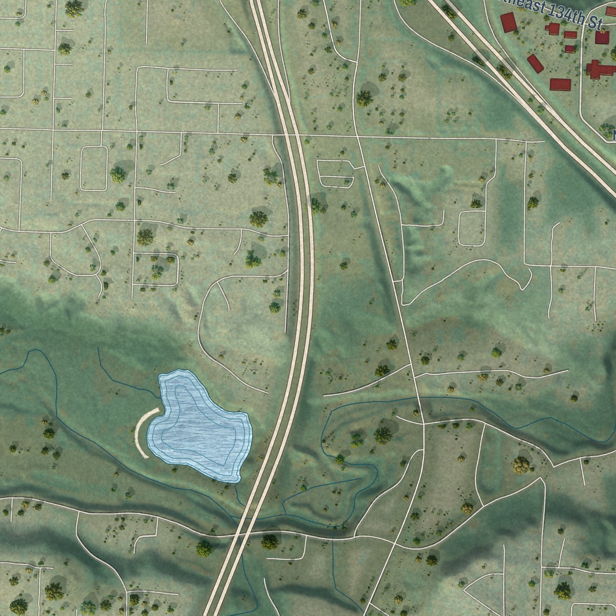 Second close-up of the map of Mount Vista, Washington print showing more streets and buildings