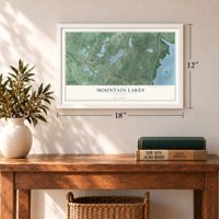 Mountain Lakes, New Jersey map, 12 x 18 inch print in a white frame in an entryway