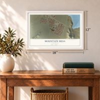 Mountain Mesa, California map, 12 x 18 inch print in a white frame in an entryway