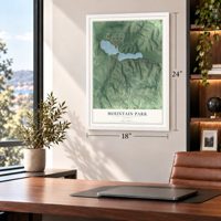 Mountain Park, Georgia map, 18 x 24 inch print in a white frame in a home office