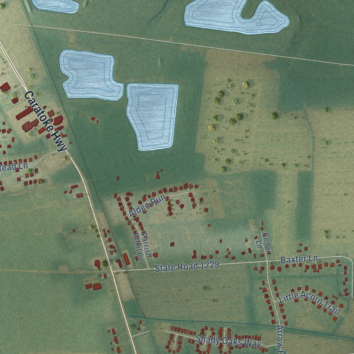 Second close-up of the map of Moyock, North Carolina print showing more streets and buildings