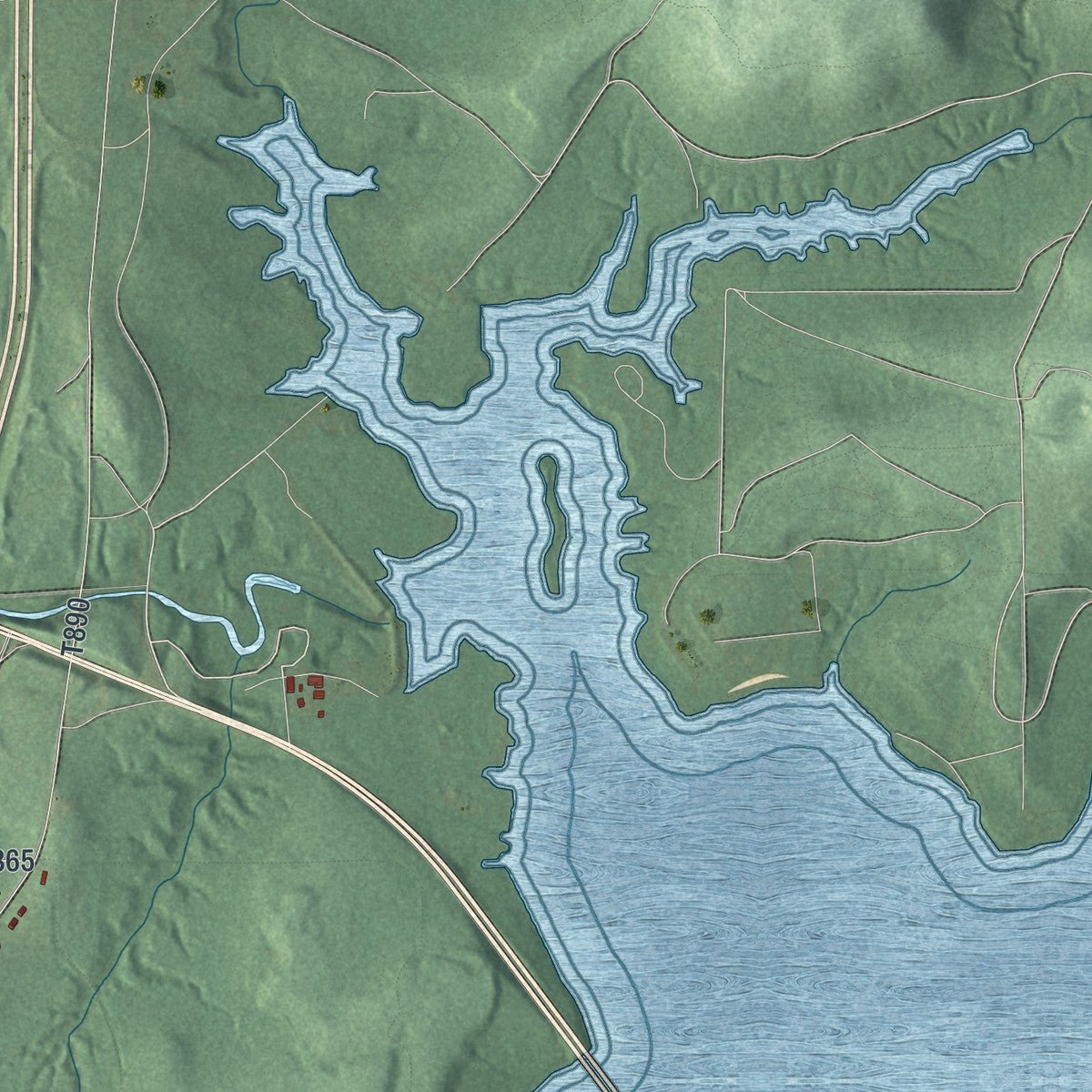 Second close-up of the map of Muddy Creek, Pennsylvania print showing more streets and buildings