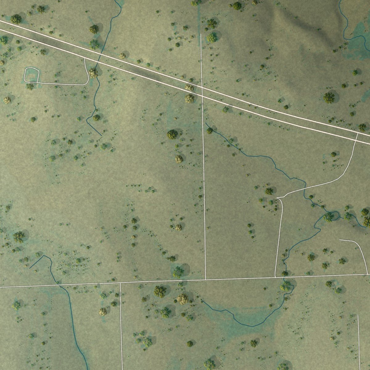 Second close-up of the map of Muenster, Texas print showing more streets and buildings