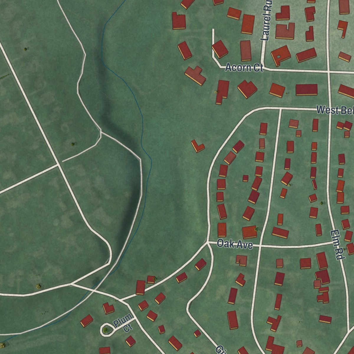 Second close-up of the map of Muhlenberg Park, Pennsylvania print showing more streets and buildings