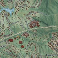Second close-up of the map of Mulberry, Georgia print showing more streets and buildings
