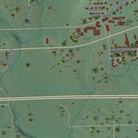 Second close-up of the map of Muldrow, Oklahoma print showing more streets and buildings