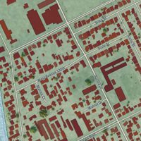 Second close-up of the map of Mulford Gardens, California print showing more streets and buildings