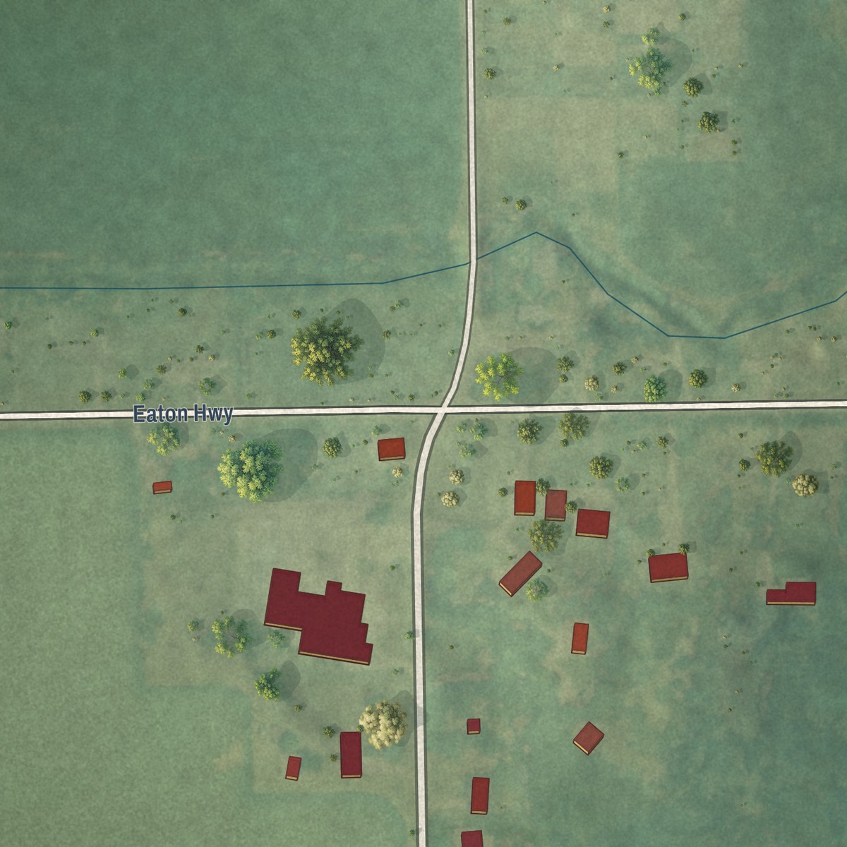 Second close-up of the map of Mulliken, Michigan print showing more streets and buildings