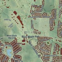 Second close-up of the map of Mundelein, Illinois print showing more streets and buildings