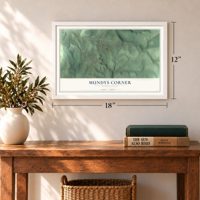 Mundys Corner, Pennsylvania map, 12 x 18 inch print in a white frame in an entryway