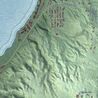 Second close-up of the map of Munising, Michigan print showing more streets and buildings