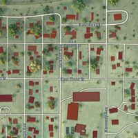 Second close-up of the map of Murdo, South Dakota print showing more streets and buildings