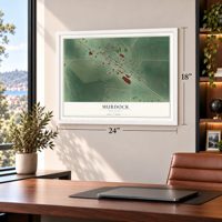 Murdock, Minnesota map, 18 x 24 inch print in a white frame in a home office