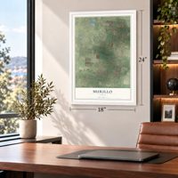 Murillo, Texas map, 18 x 24 inch print in a white frame in a home office