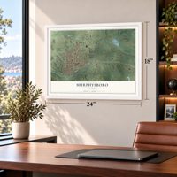 Murphysboro, Illinois map, 18 x 24 inch print in a white frame in a home office