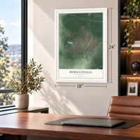 Murraysville, North Carolina map, 18 x 24 inch print in a white frame in a home office