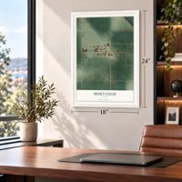 Murtaugh, Idaho map, 18 x 24 inch print in a white frame in a home office